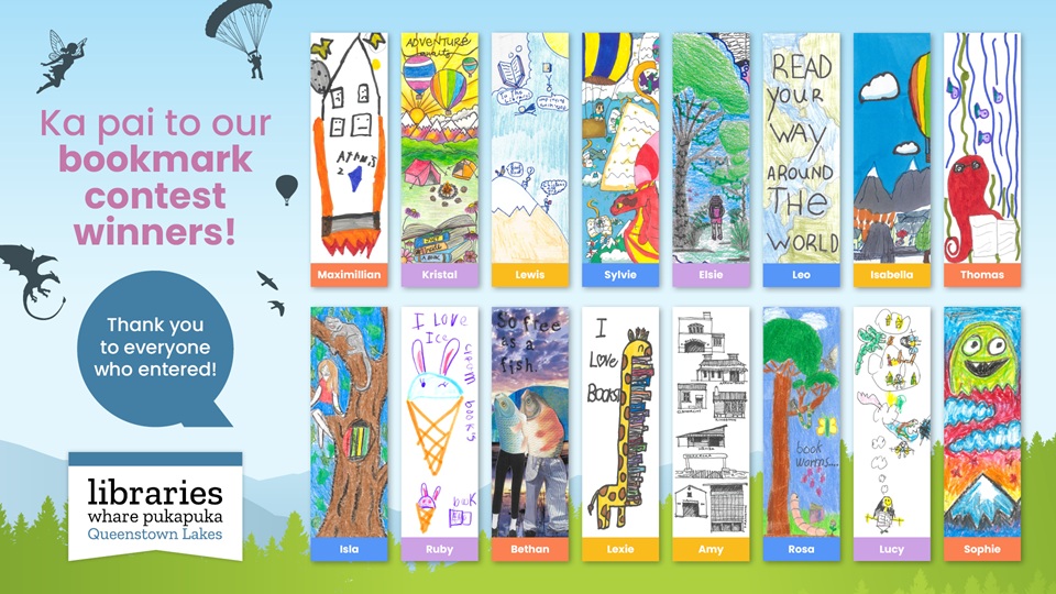 Ka pai to our bookmark contest winners! And thank you to everyone who entered!